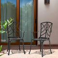 Outdoor 2-Piece Patio Chair Set, Cast Aluminum, Black with Gold-painted Edge