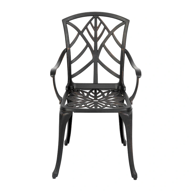 Outdoor 2-Piece Patio Chair Set, Cast Aluminum, Black with Gold-painted Edge