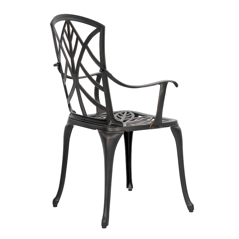 Outdoor 2-Piece Patio Chair Set, Cast Aluminum, Black with Gold-painted Edge