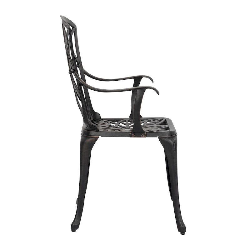 Outdoor 2-Piece Patio Chair Set, Cast Aluminum, Black with Gold-painted Edge