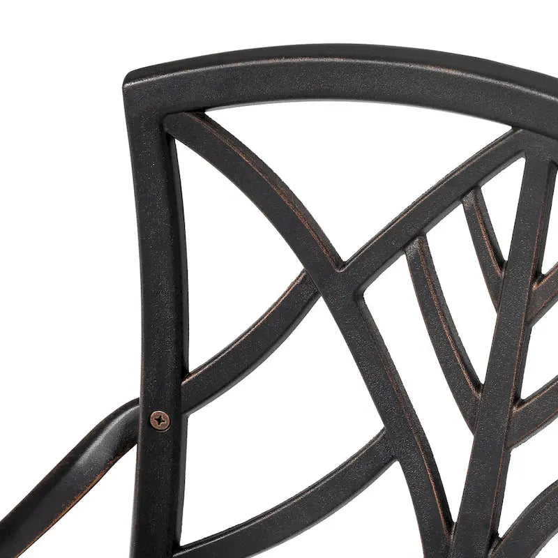 Outdoor 2-Piece Patio Chair Set, Cast Aluminum, Black with Gold-painted Edge