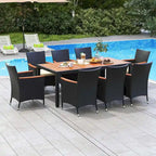 9PCS Outdoor Dining Set Patio Dining Chair & Table Set W/Umbrella Hole