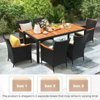 9PCS Outdoor Dining Set Patio Dining Chair & Table Set W/Umbrella Hole