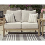 Signature Design by Ashley Hallow Creek Driftwood Outdoor Loveseat with Cushion - 52 W x 36.5 D x 37 H