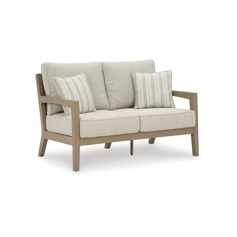 Signature Design by Ashley Hallow Creek Driftwood Outdoor Loveseat with Cushion - 52 W x 36.5 D x 37 H