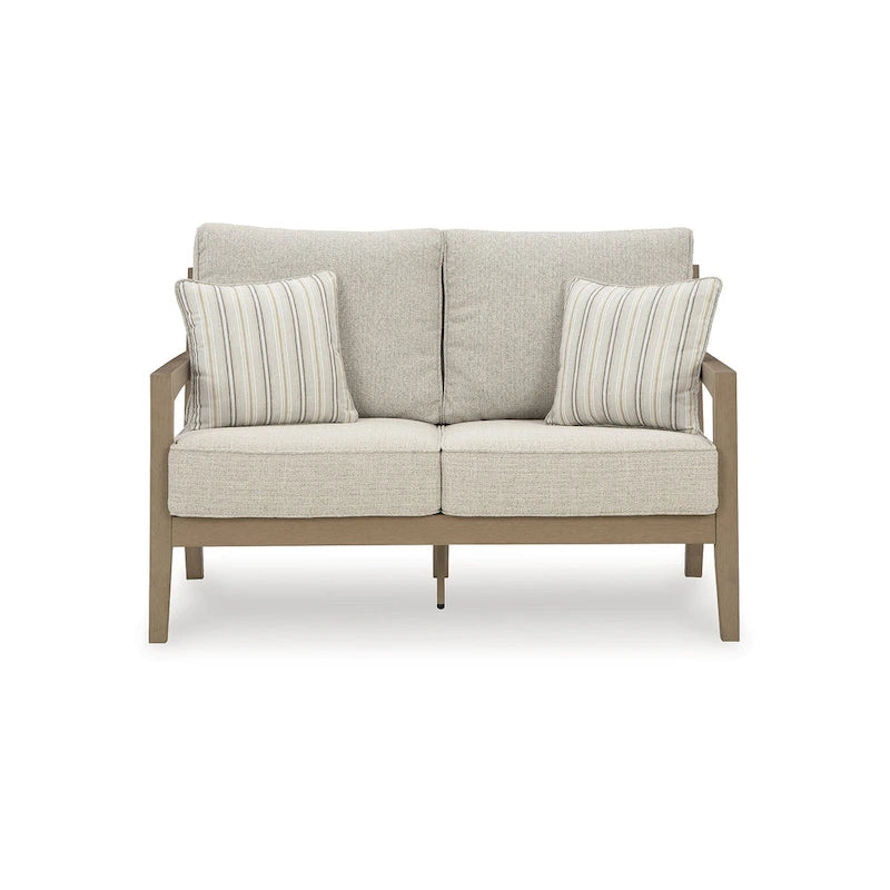 Signature Design by Ashley Hallow Creek Driftwood Outdoor Loveseat with Cushion - 52 W x 36.5 D x 37 H