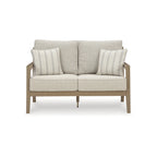 Signature Design by Ashley Hallow Creek Driftwood Outdoor Loveseat with Cushion - 52 W x 36.5 D x 37 H
