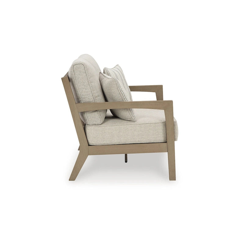 Signature Design by Ashley Hallow Creek Driftwood Outdoor Loveseat with Cushion - 52 W x 36.5 D x 37 H