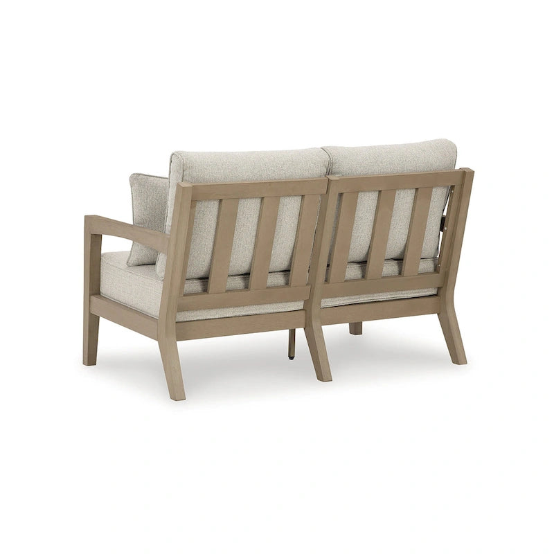 Signature Design by Ashley Hallow Creek Driftwood Outdoor Loveseat with Cushion - 52 W x 36.5 D x 37 H