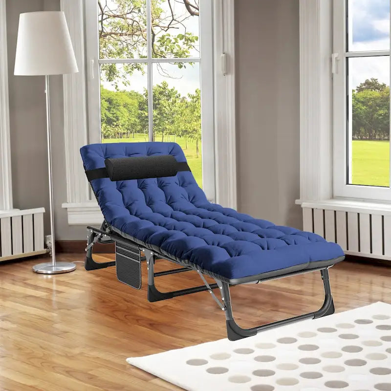 DoCred Adjustable Folding Camping Cot Bed, Lounge Chair Guest Bed - 75