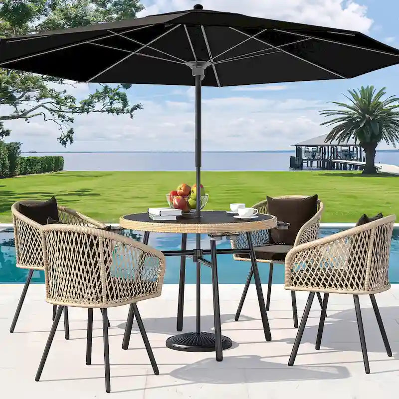 Moasis 4 Person Outdoor Dining Set Wicker Patio Bistro Set - 5 Pcs