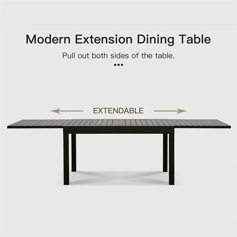 Large Extendable Aluminum Patio Dining Table for 6-8 Person