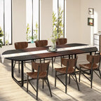 70.86 Modern Oval Dining Table with Walnut and Black Finish