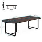 70.86 Modern Oval Dining Table with Walnut and Black Finish