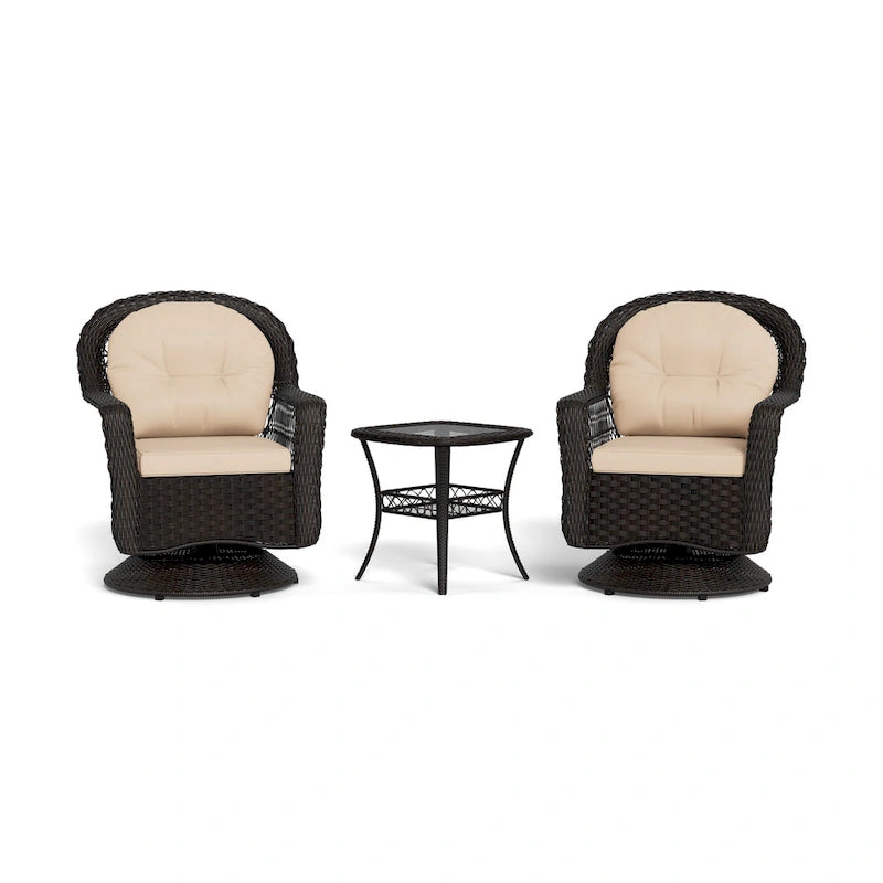 Biloxi Espresso Outdoor Wicker Swivel Glider Set (3-Piece)