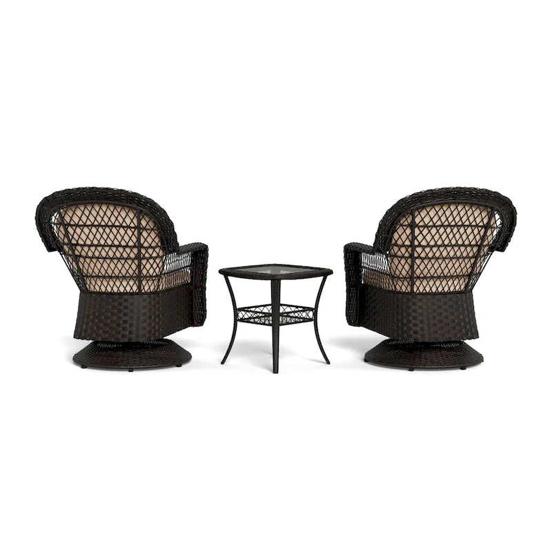 Biloxi Espresso Outdoor Wicker Swivel Glider Set (3-Piece)