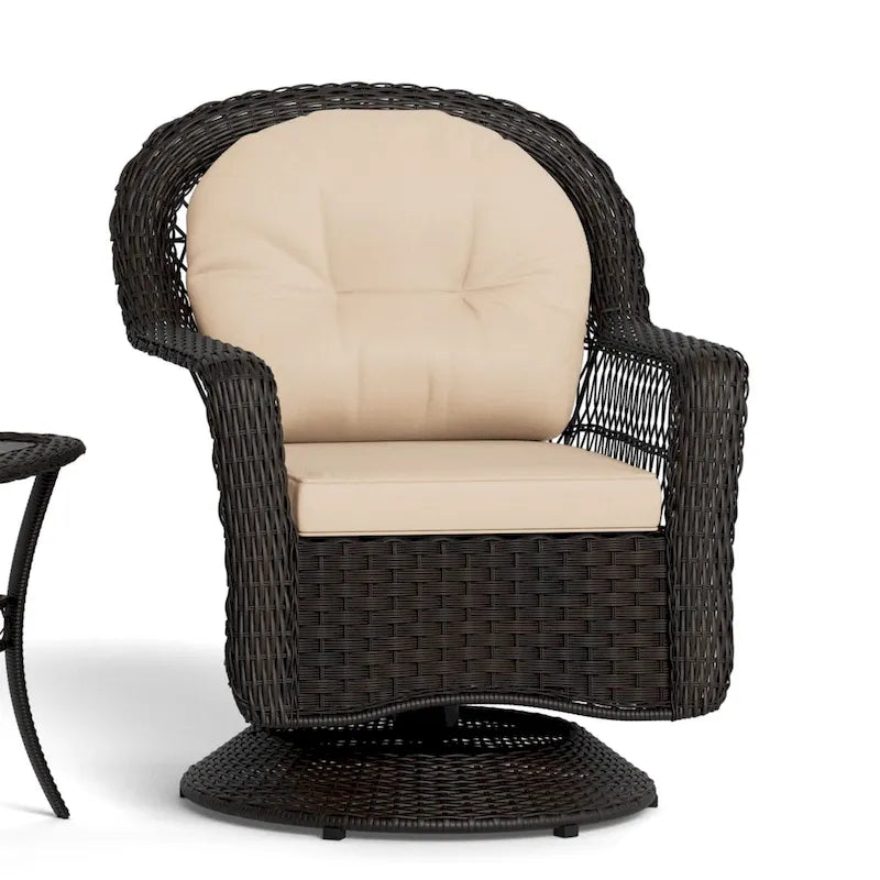 Biloxi Espresso Outdoor Wicker Swivel Glider Set (3-Piece)