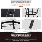 5-Piece Patio Dining Set, Round Metal Steel Dining Table with 1.57umbrella hole and 4 Adjustable Folding Chairs