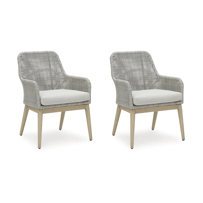 Signature Design by Ashley Seton Creek Gray Outdoor Dining Arm Chair (Set of 2) - 25.25 W x 24.5 D x 36 H