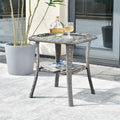 HOOOWOOO Outdoor Patio Grey Rattan Wicker Side Table