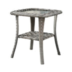 HOOOWOOO Outdoor Patio Grey Rattan Wicker Side Table
