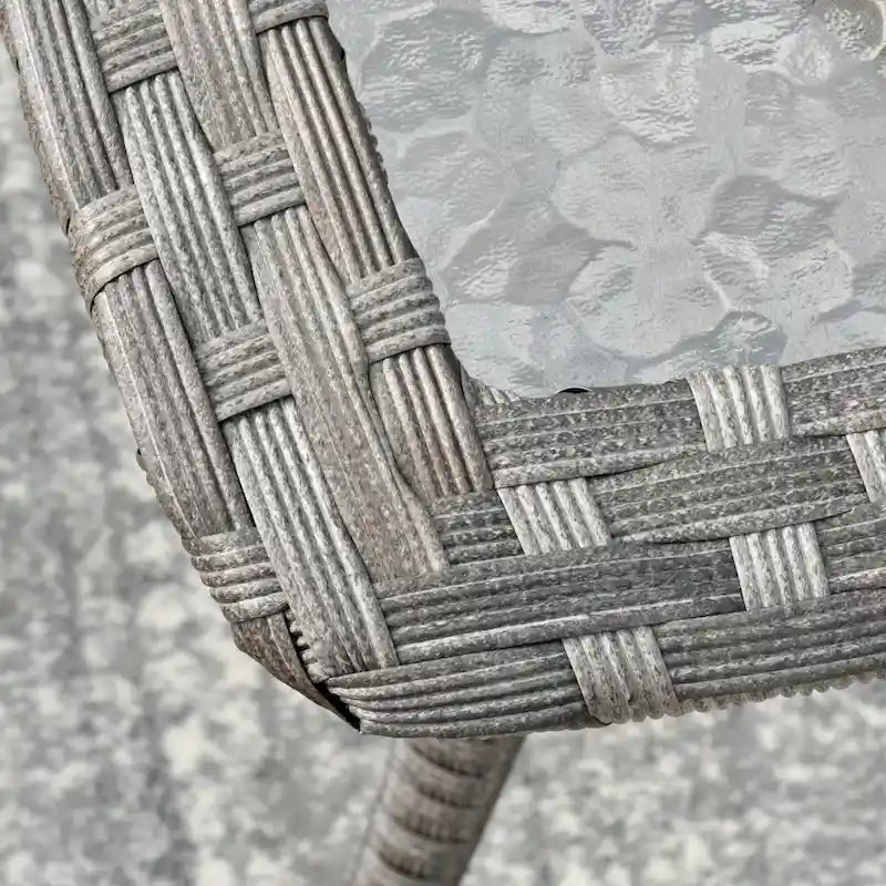 HOOOWOOO Outdoor Patio Grey Rattan Wicker Side Table