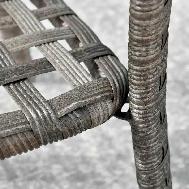 HOOOWOOO Outdoor Patio Grey Rattan Wicker Side Table