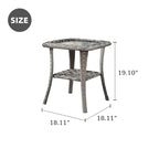 HOOOWOOO Outdoor Patio Grey Rattan Wicker Side Table