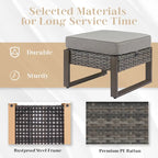 Outdoor PE Wicker Sofa and 2 Ottomans - Grey