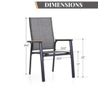 MAISON ARTS 2 Pieces Aluminium Stackable Patio Dining Chairs with Wooden Armest