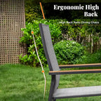 MAISON ARTS 2 Pieces Aluminium Stackable Patio Dining Chairs with Wooden Armest