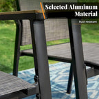 MAISON ARTS 2 Pieces Aluminium Stackable Patio Dining Chairs with Wooden Armest