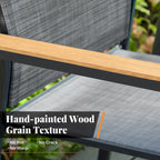 MAISON ARTS 2 Pieces Aluminium Stackable Patio Dining Chairs with Wooden Armest
