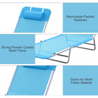 Outsunny Portable Sun Lounger, Folding Chaise Lounge Chair w/ Adjustable Backrest & Pillow for Beach, Poolside and Patio, Blue