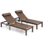 Outdoor Adjustable Quilted Chaise Lounge Chairs with Wheels (Set of 2) - 77.17 L  23.62 W  13.38 H