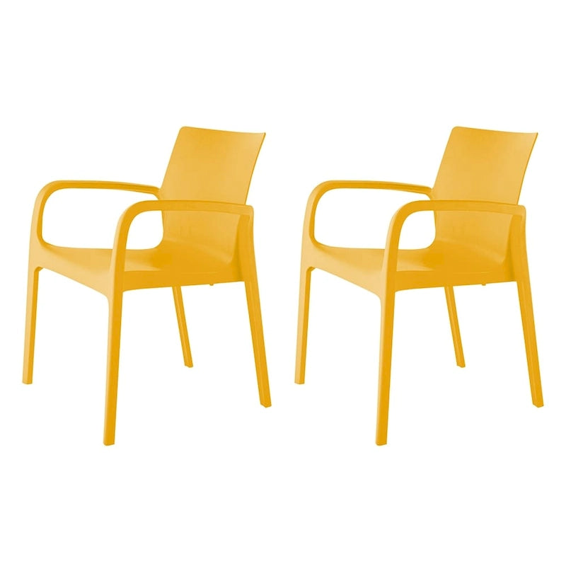 Alissa Resin Stackable All-Weather Dining Armchair, Set of 2
