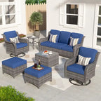 OVIOS 7-piece Patio Wicker Swivel Chairs Set