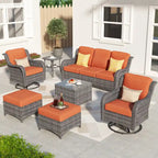 OVIOS 7-piece Patio Wicker Swivel Chairs Set