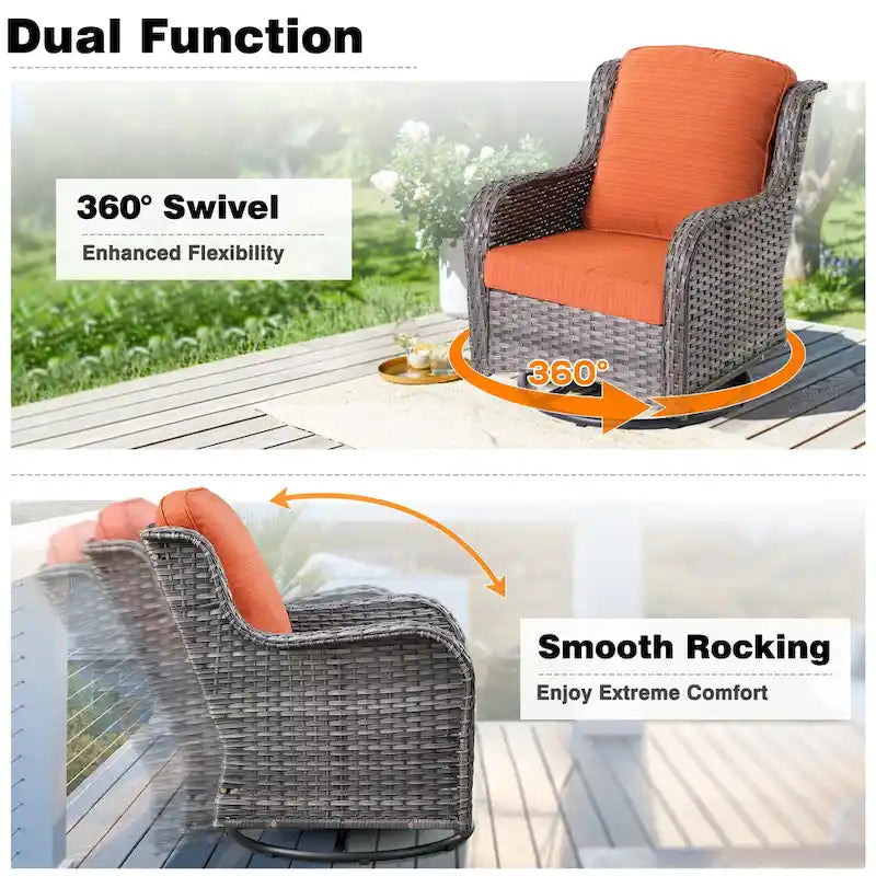 OVIOS 7-piece Patio Wicker Swivel Chairs Set