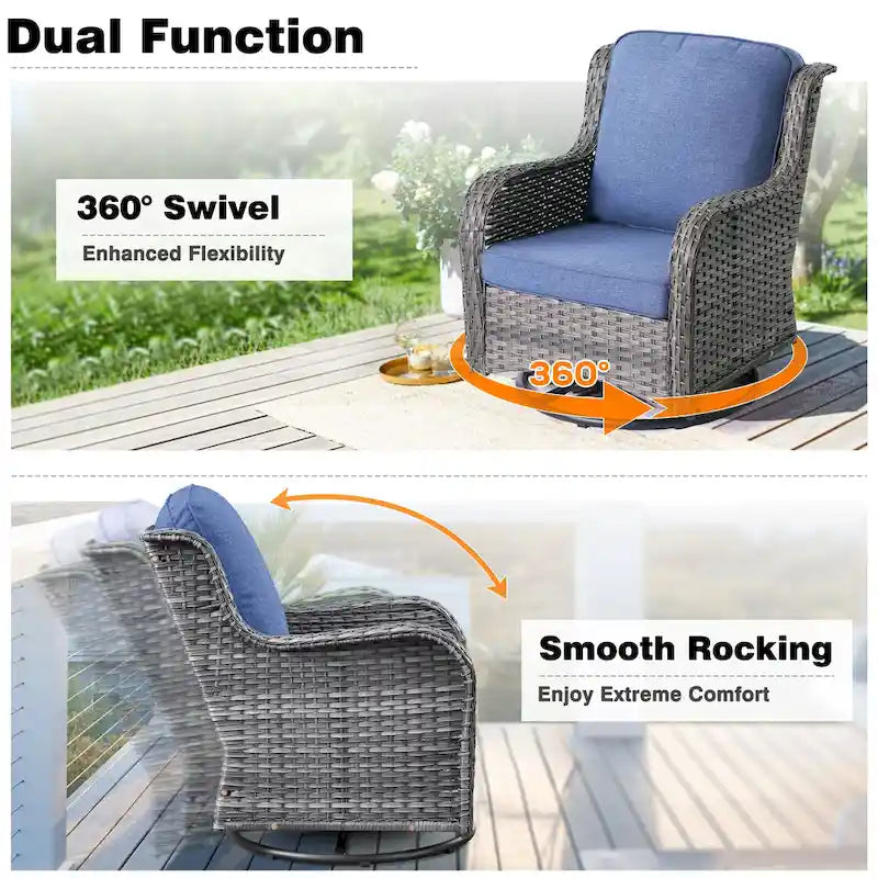 OVIOS 7-piece Patio Wicker Swivel Chairs Set