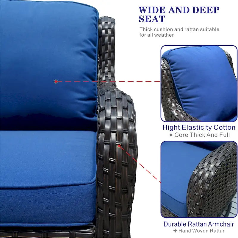 OVIOS 7-piece Patio Wicker Swivel Chairs Set