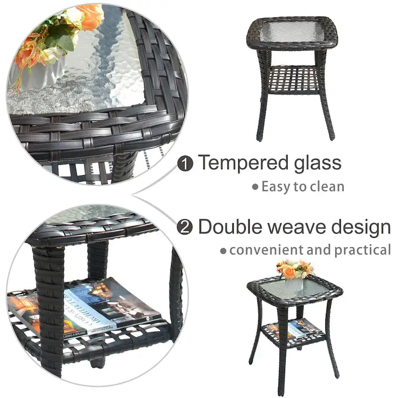 OVIOS 7-piece Patio Wicker Swivel Chairs Set