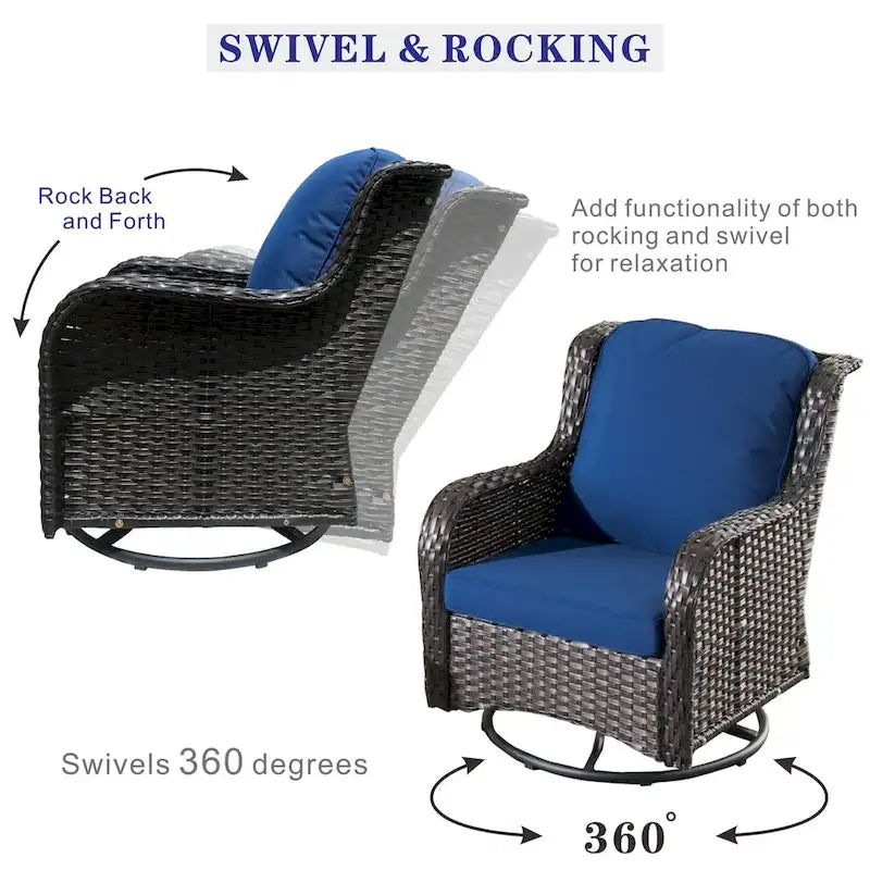 OVIOS 7-piece Patio Wicker Swivel Chairs Set