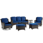 OVIOS 7-piece Patio Wicker Swivel Chairs Set