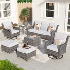 OVIOS 7-piece Patio Wicker Swivel Chairs Set