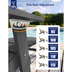 WINSOON All Weather HIPS Folding Adirondack Chair 5-Gear Adjustable Backrest Chairs with Retractable Ottoman Set of 4