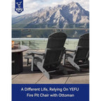 WINSOON All Weather HIPS Folding Adirondack Chair 5-Gear Adjustable Backrest Chairs with Retractable Ottoman Set of 4