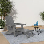 WINSOON All Weather HIPS Folding Adirondack Chair 5-Gear Adjustable Backrest Chairs with Retractable Ottoman Set of 4