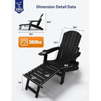WINSOON All Weather HIPS Folding Adirondack Chair 5-Gear Adjustable Backrest Chairs with Retractable Ottoman Set of 4