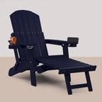 WINSOON All Weather HIPS Folding Adirondack Chair 5-Gear Adjustable Backrest Chairs with Retractable Ottoman Set of 4